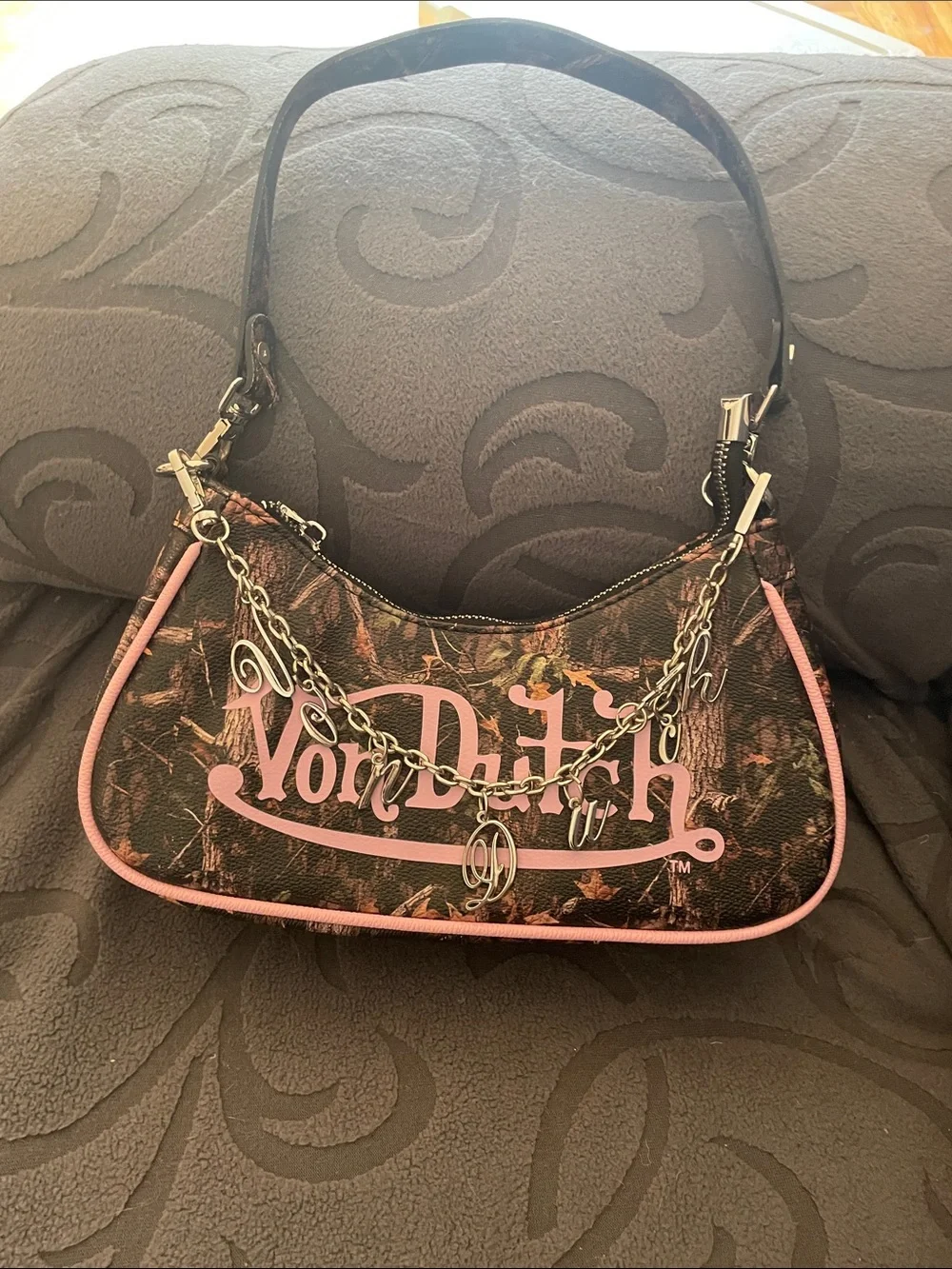 Von Dutch brown and Pink Logo Shoulder Bag - Picture 4 of 6